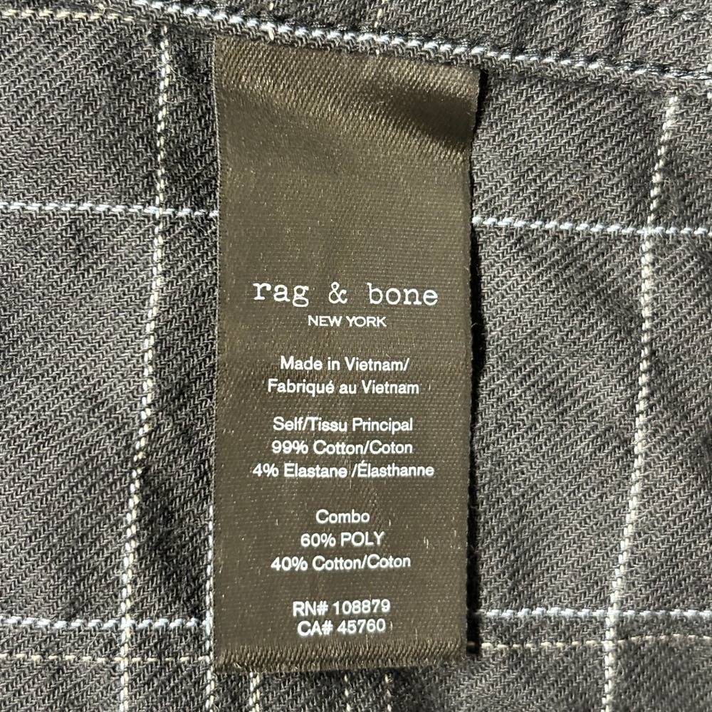 Rag & Bone Plaid Button Down Shirt Black Cotton Stretch Western Yoke Men's M NWT - Picture 7 of 8